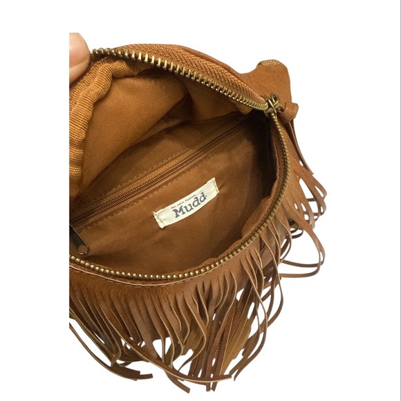 Fringed Tan Leather Fanny Pack and Crossbody Bag - Picture 4 of 5